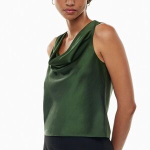 ❤️NWT aritzia wilfred moonbeam satin sleeveless cowl neck blouse in green